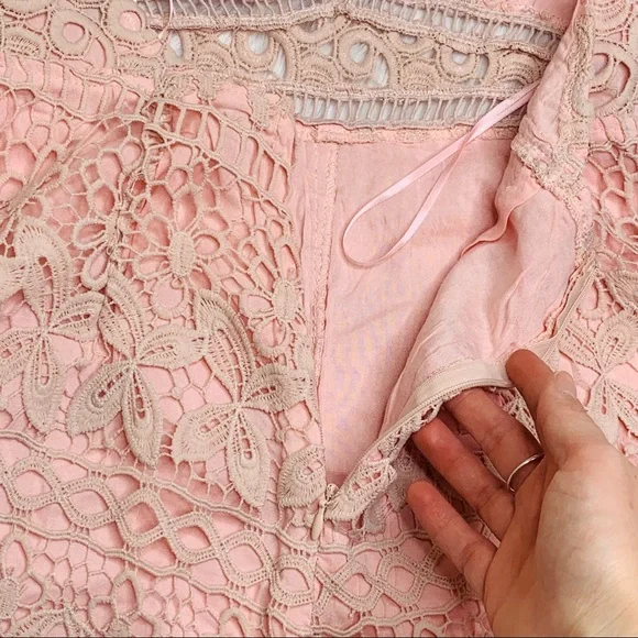 SEE NEW LISTING! LUSH Blush Pink Crochet Lace Sleeveless Romper - Picture 8 of 8